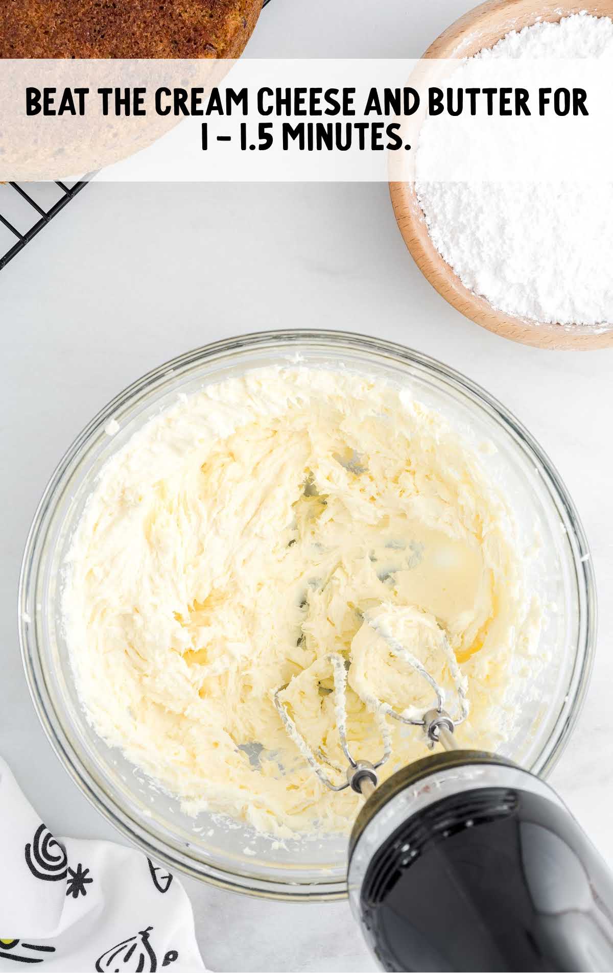 cream cheese and butter blended together in a bowl