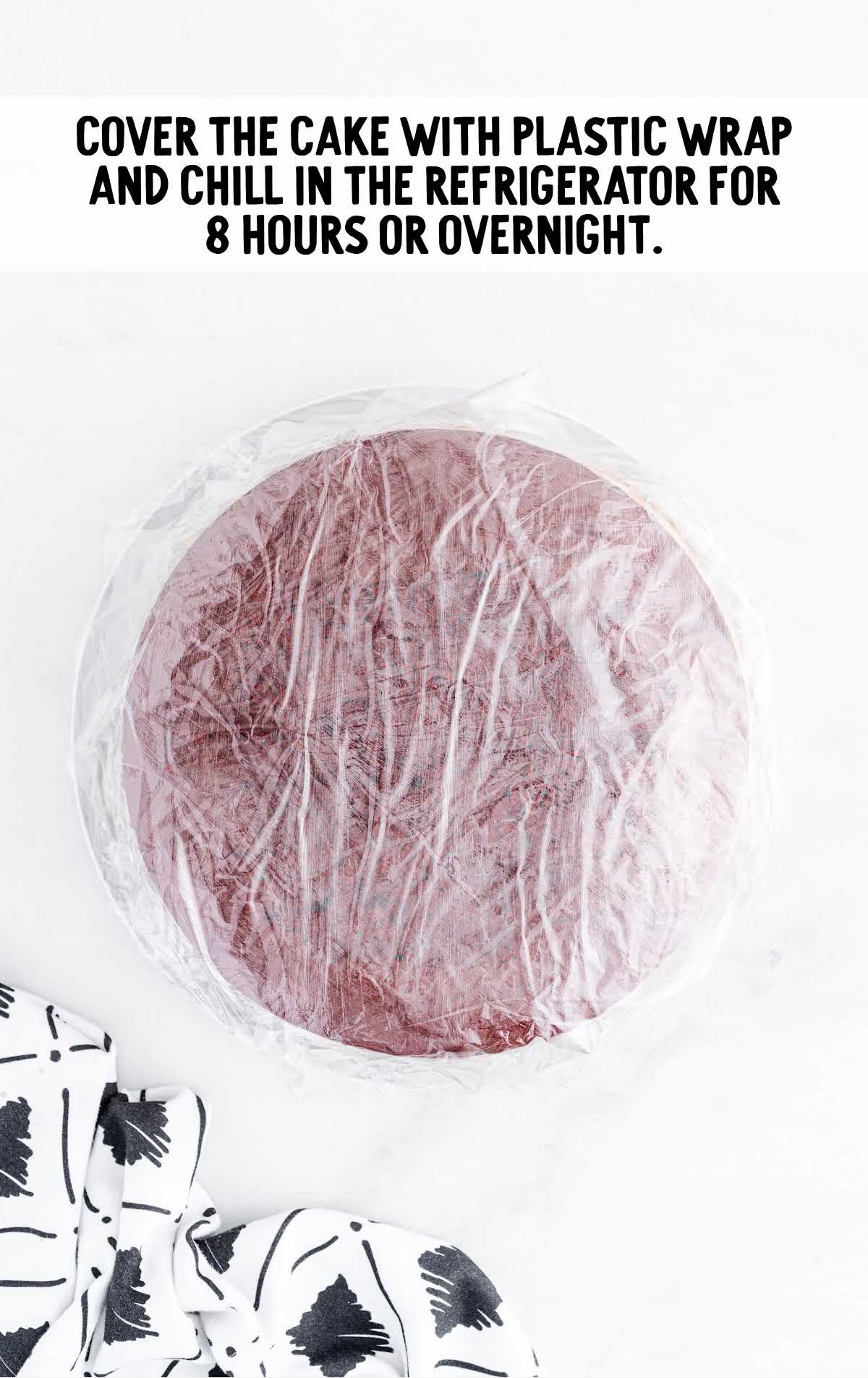 cake wrapped in plastic wrap