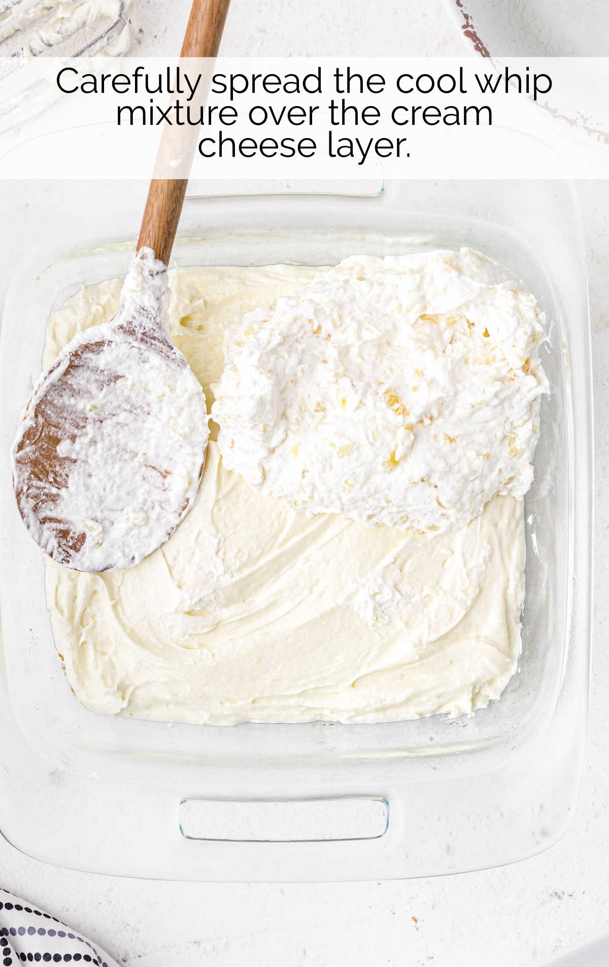 cool whip mixture spread over the cream cheese mixture