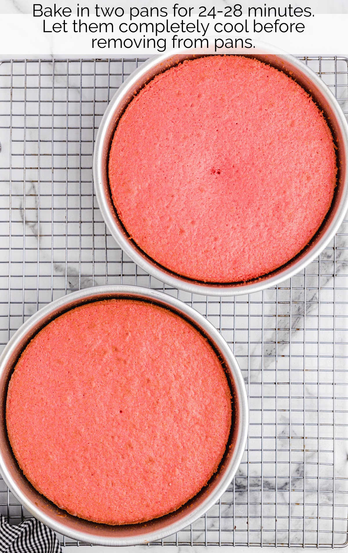 strawberry cake baked in two pans