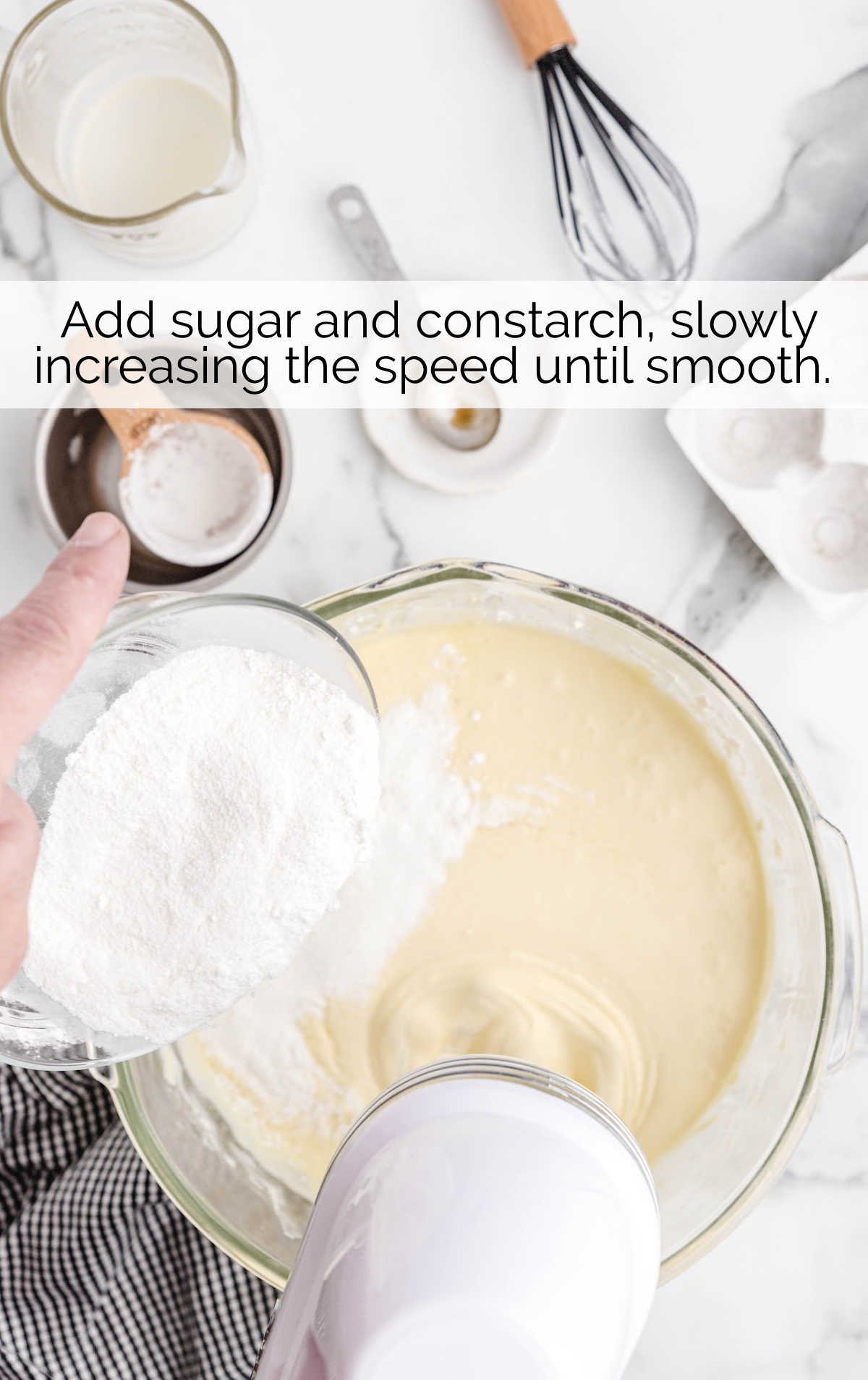 sugar and cornstarch blended into the cream cheese mixture