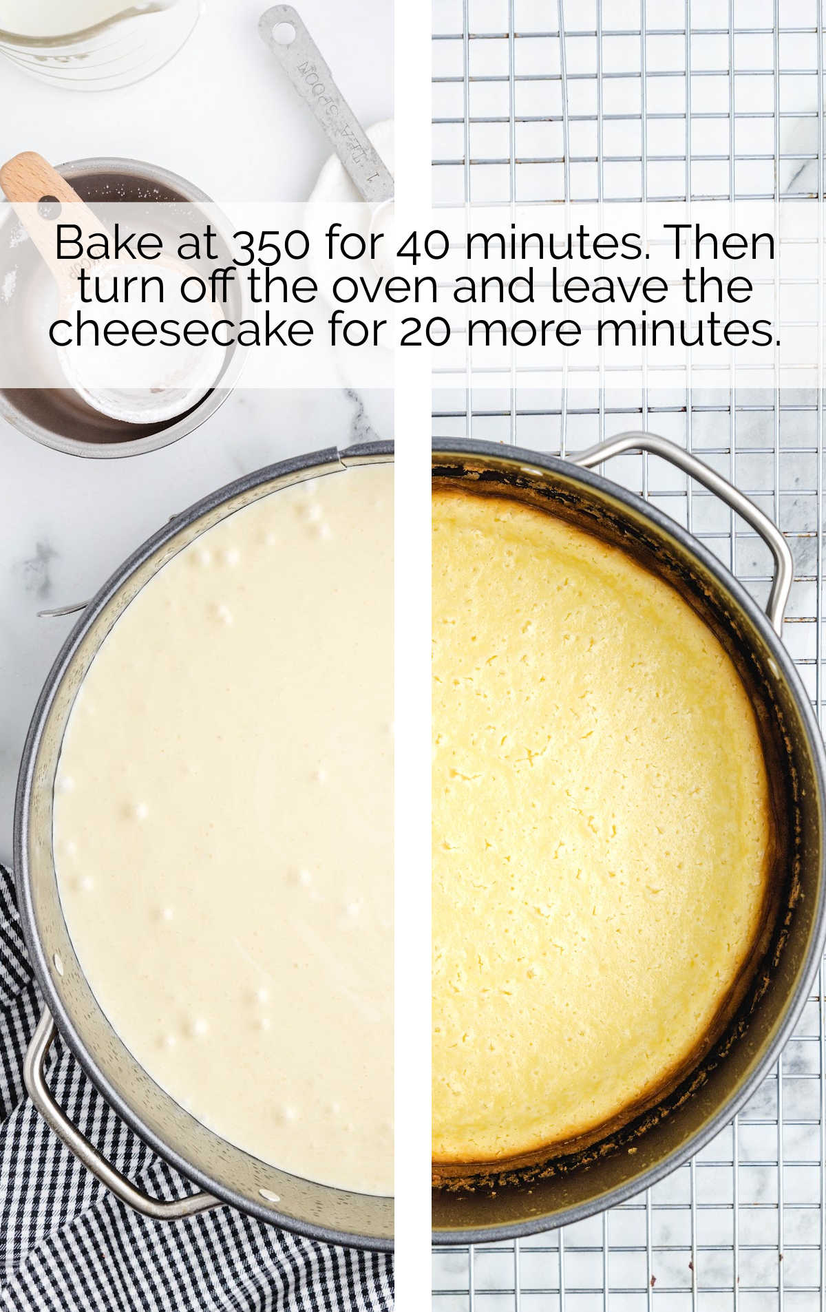 cheesecake batter placed into a pan than baked