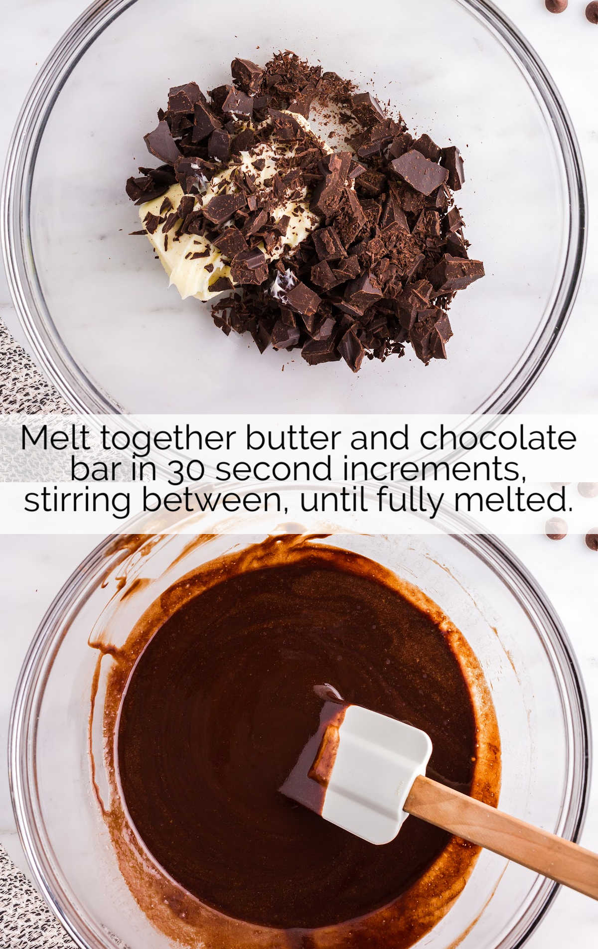 butter and chocolate melted together in a bowl