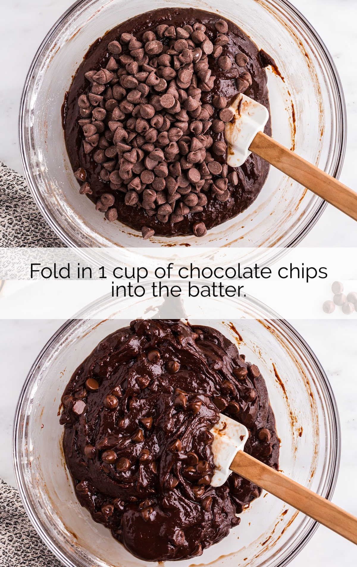 chocolate chips folded into the batter