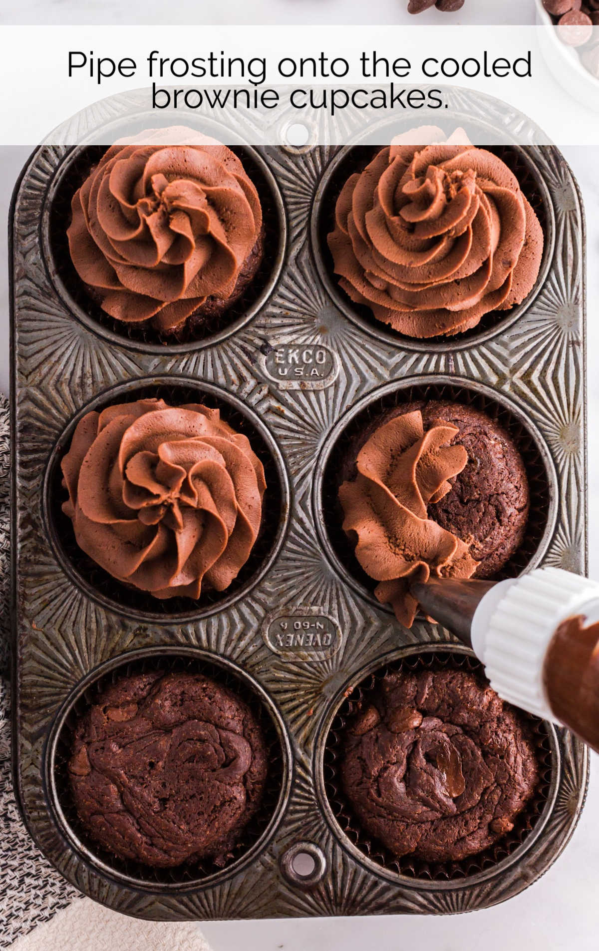 brownie cupcakes topped with chocolate ganache 