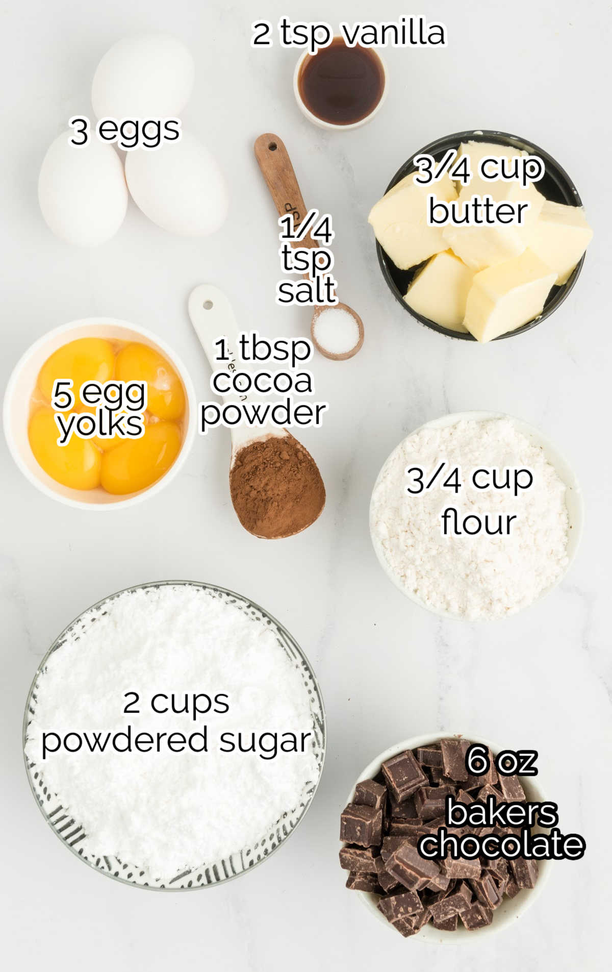 Chocolate Lava Cake raw ingredients that are labeled