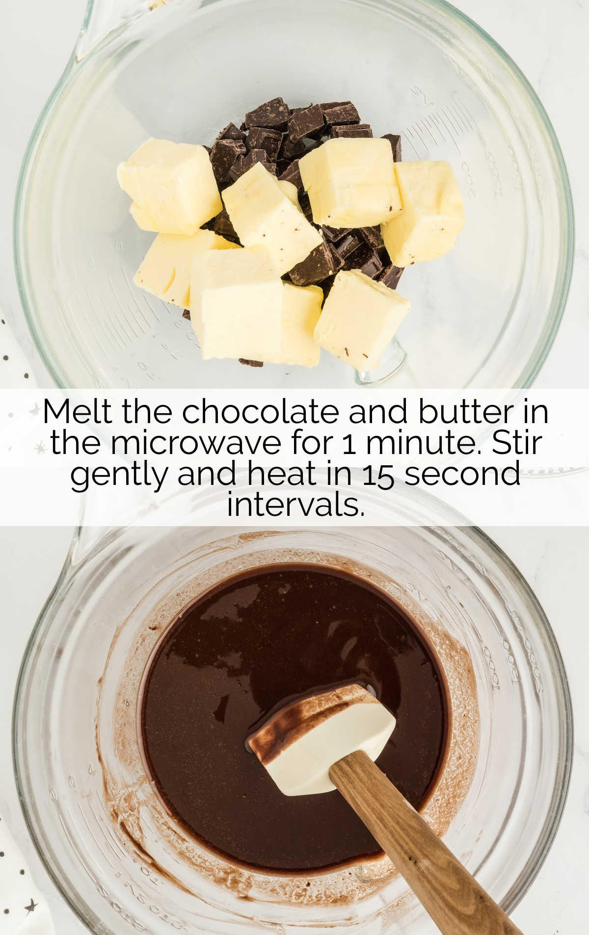 chocolate and butter melted together in a bowl
