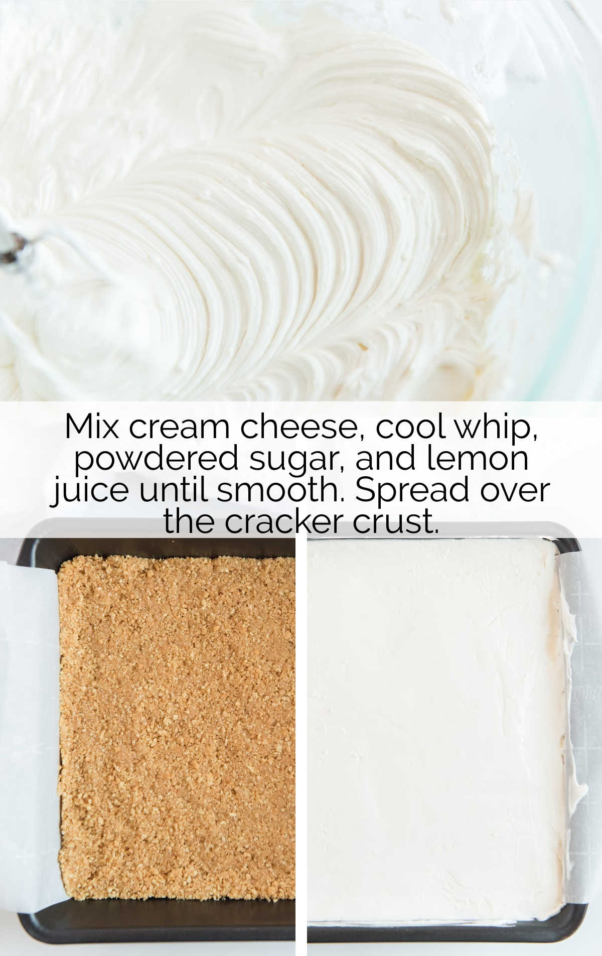 graham cracker crusted spread into a baking dish then topped with cream cheese mixture
