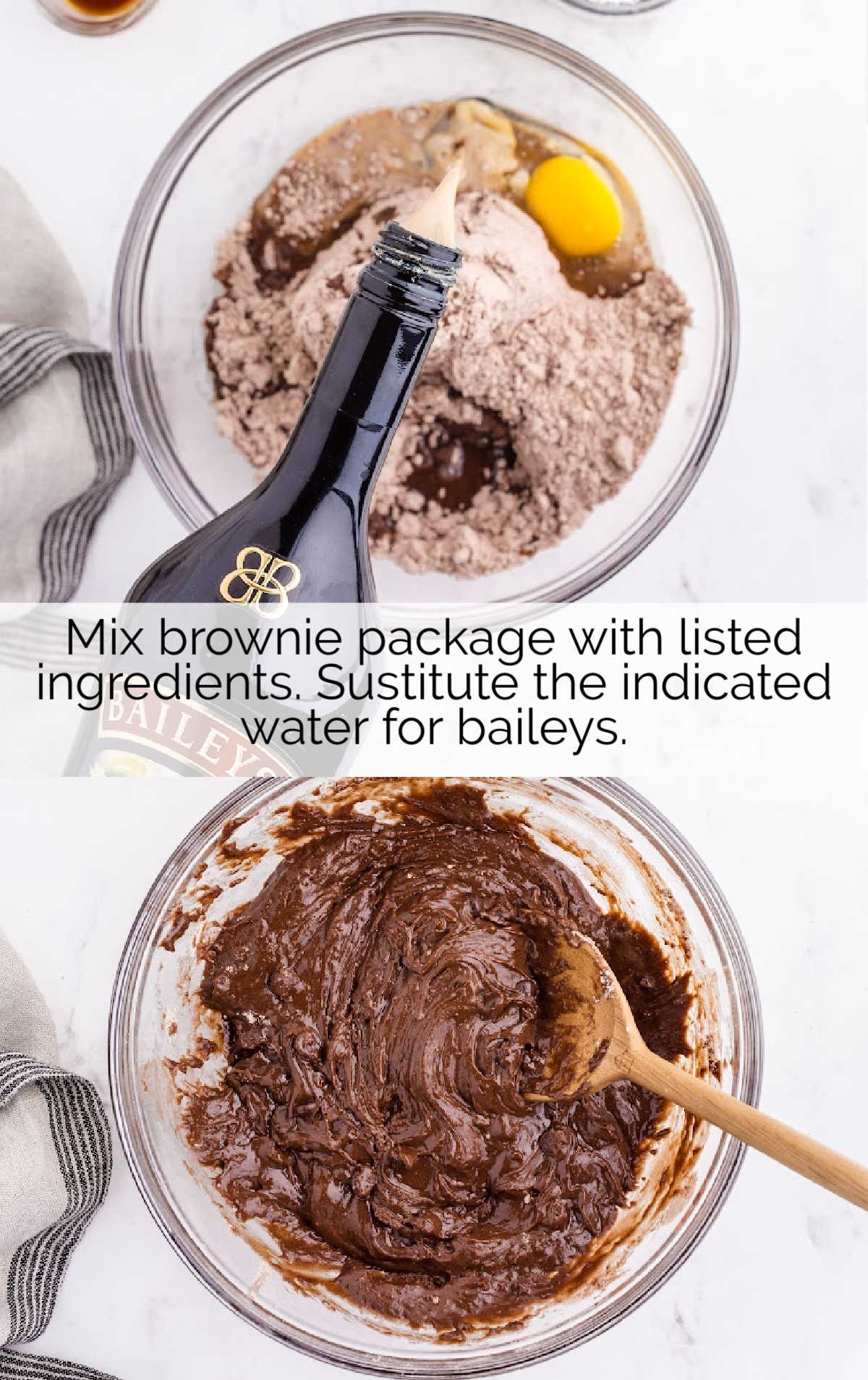 brownie mix and ingredients combined in a bowl