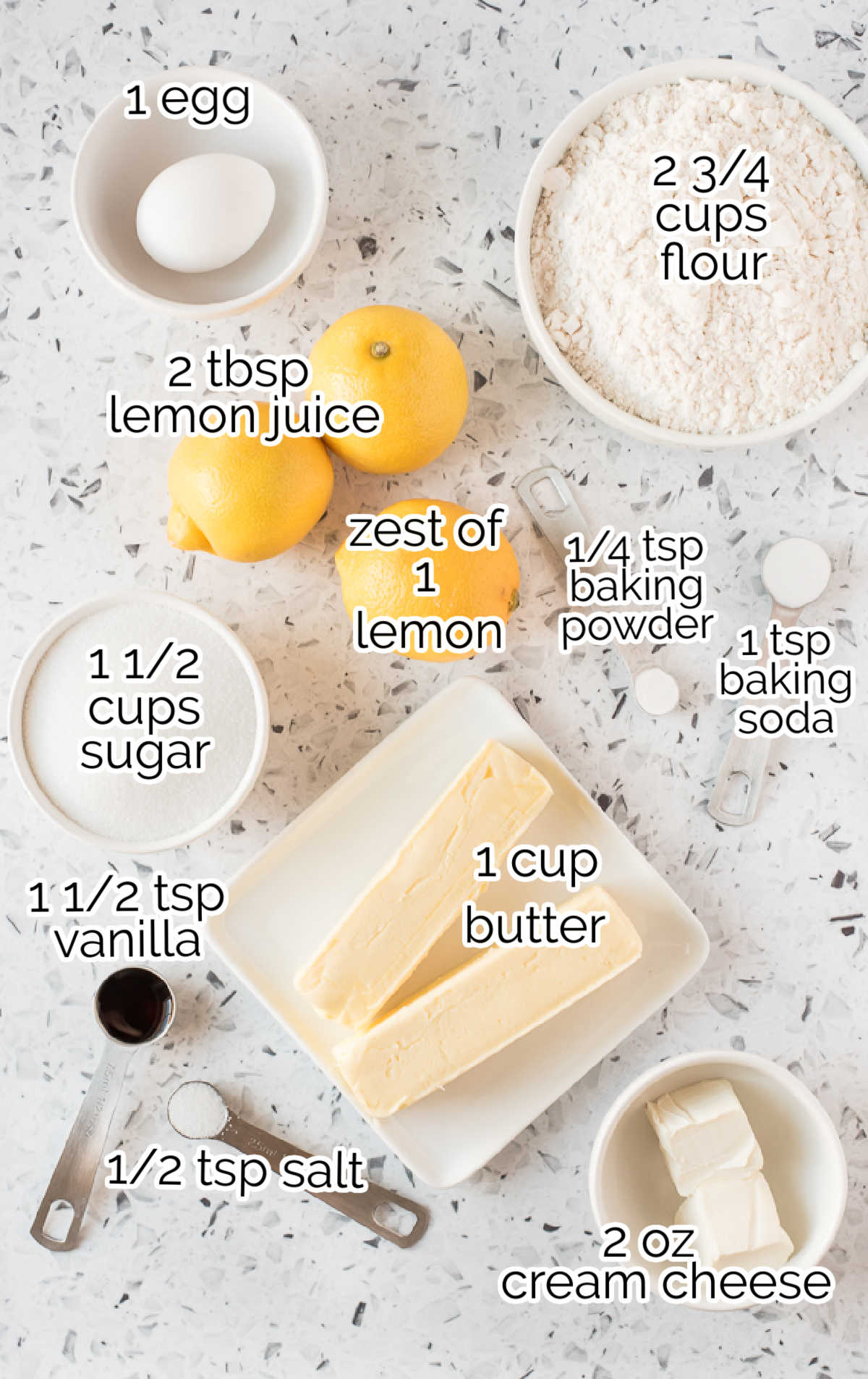 Lemon Sugar Cookies raw ingredients that are labeled