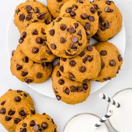overhead shot of a bunch of cookies on a plate