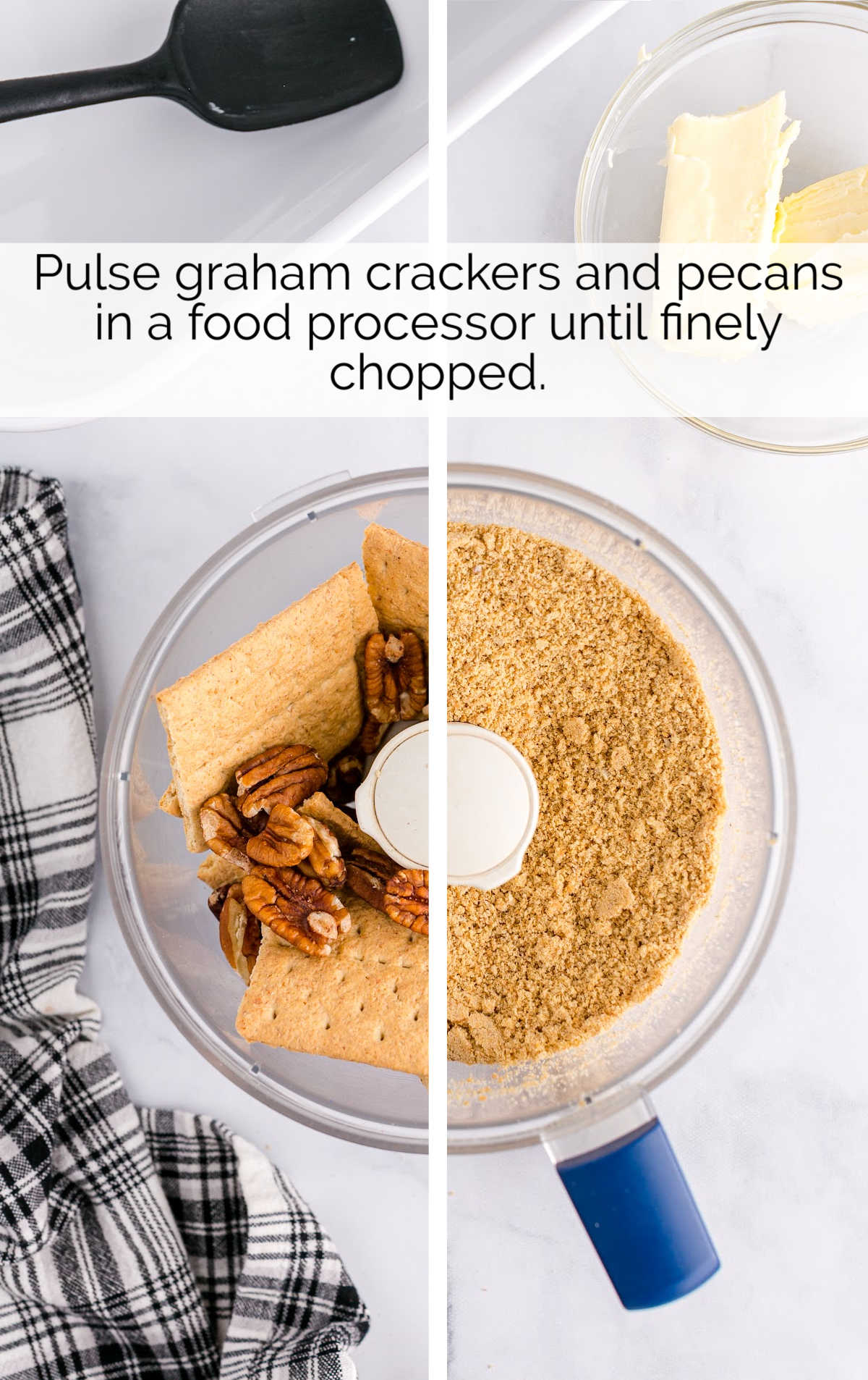 graham crackers and pecans mixed together and then blended