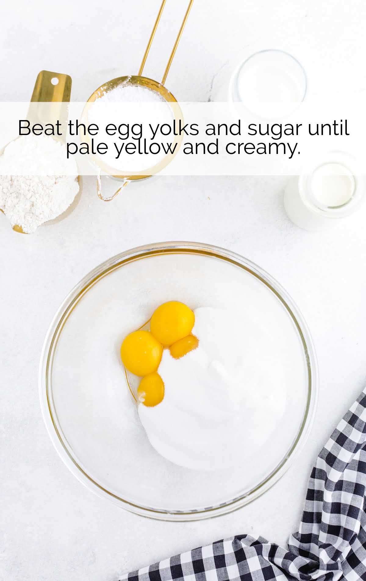 egg yolk and sugar beaten together in a bowl