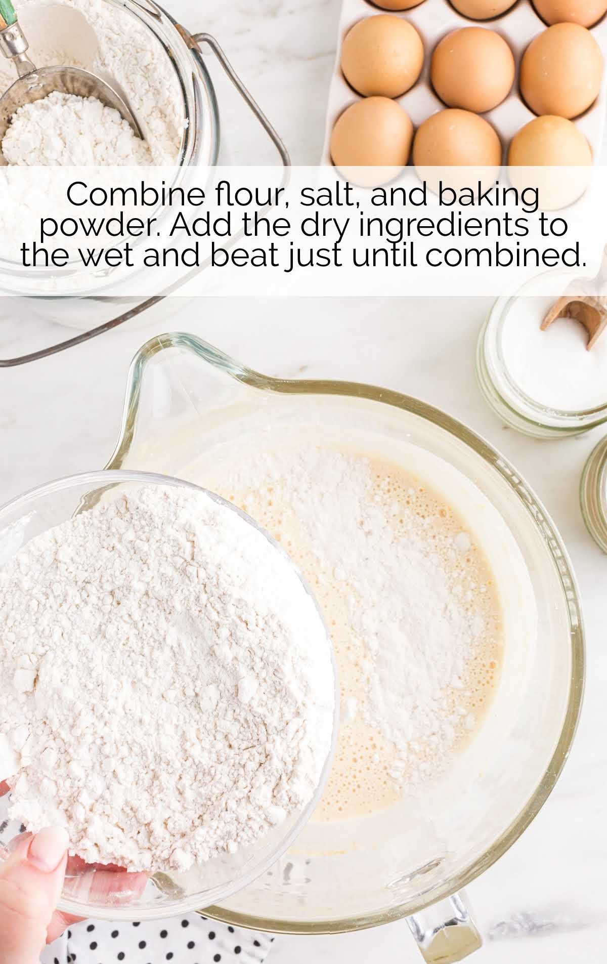 flour, salt, and baking powder combined in a cup