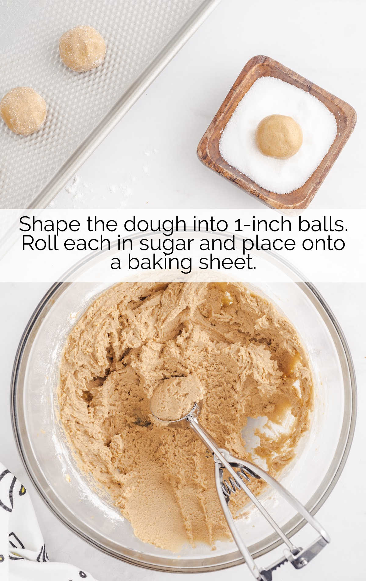 dough rolled in sugar in a bowl