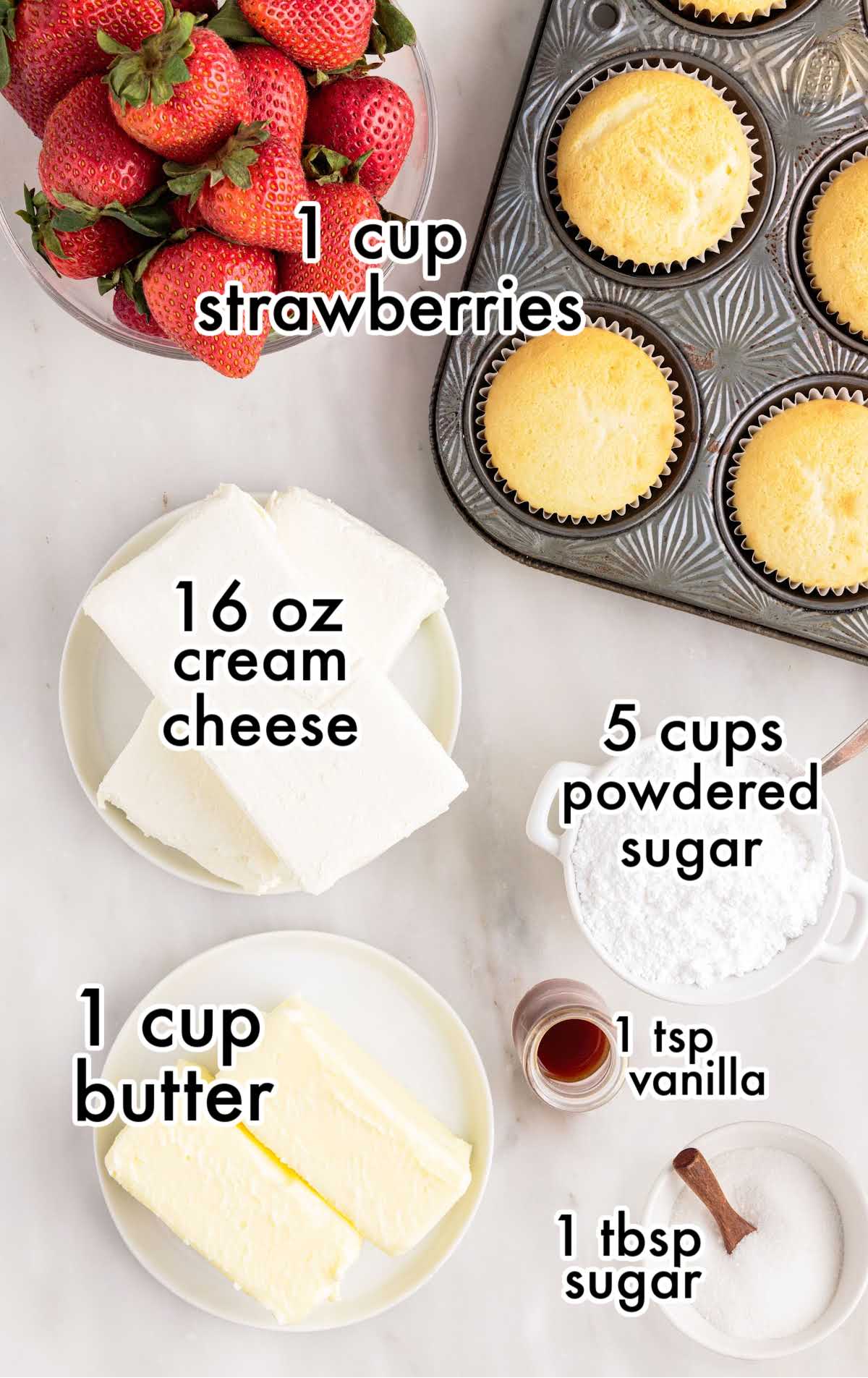 Strawberry Cream Cheese Frosting raw ingredients that are labeled