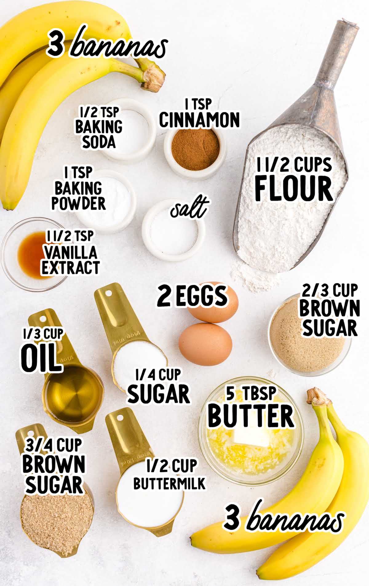 Banana Upside Down Cake raw ingredients that are labeled