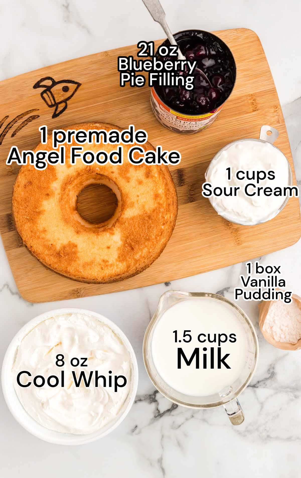 Blueberry Angel Food Cake raw ingredients that are labeled