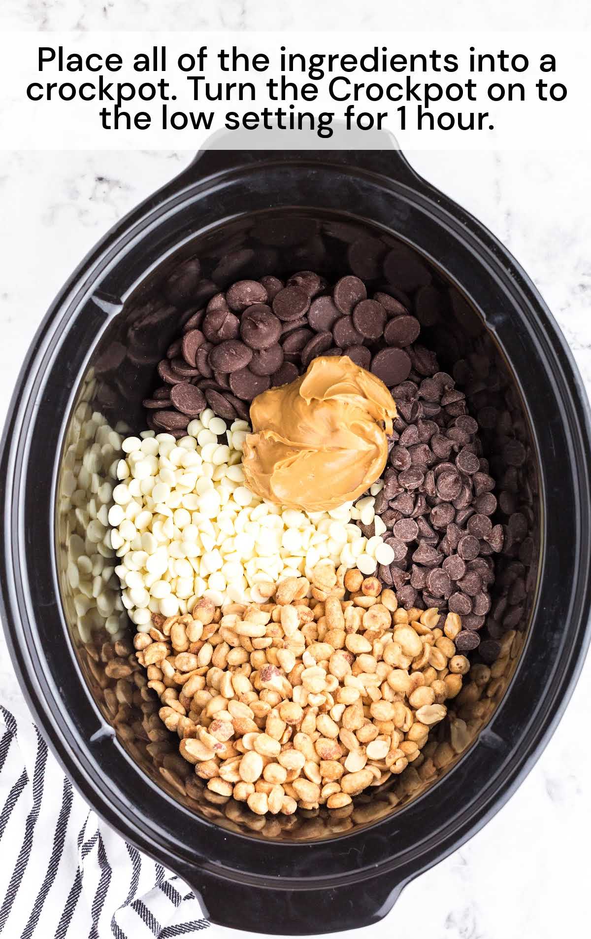 ingredients placed in a crock pot
