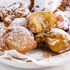 close up shot of Funnel Cake Bites on a plate