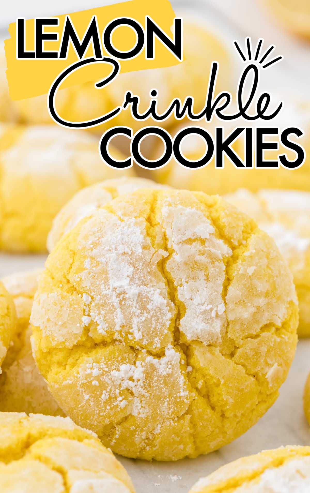 close up shot of a Lemon Crinkle Cookie