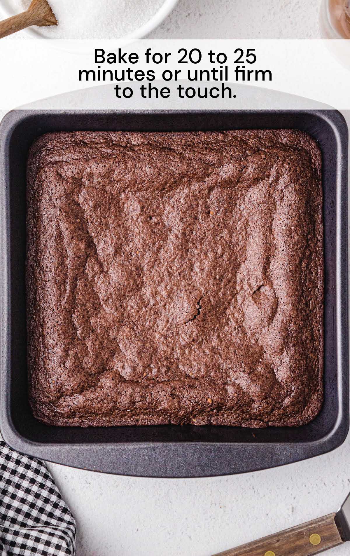 baked Ooey Gooey Chocolate Brownies in a baking dish