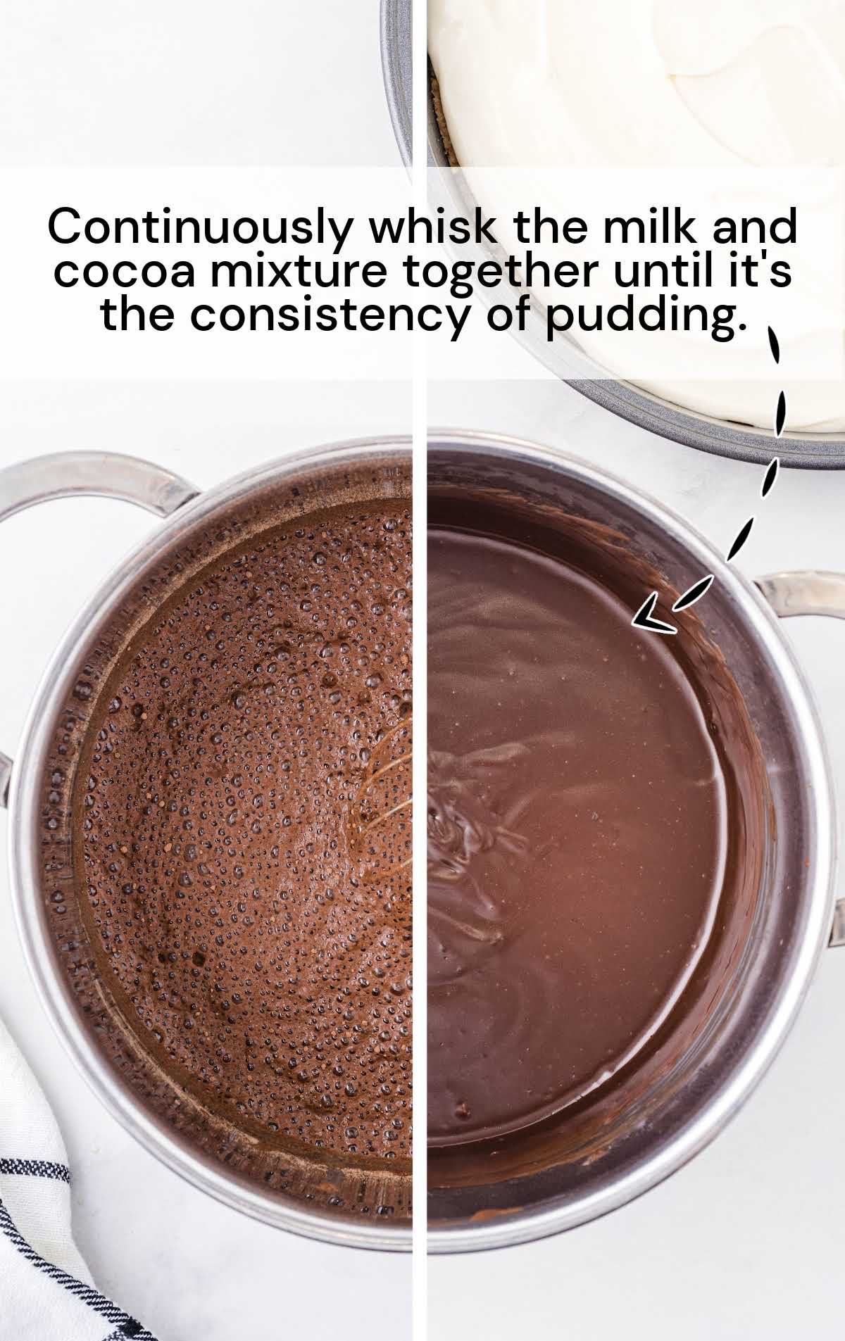 milk and cocoa mixture whisked together in a pan