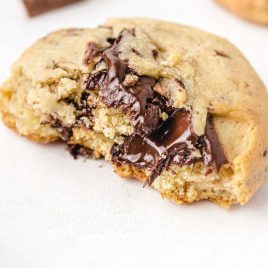 close up shot of a half of a Cream Cheese Chocolate Chip Cookie