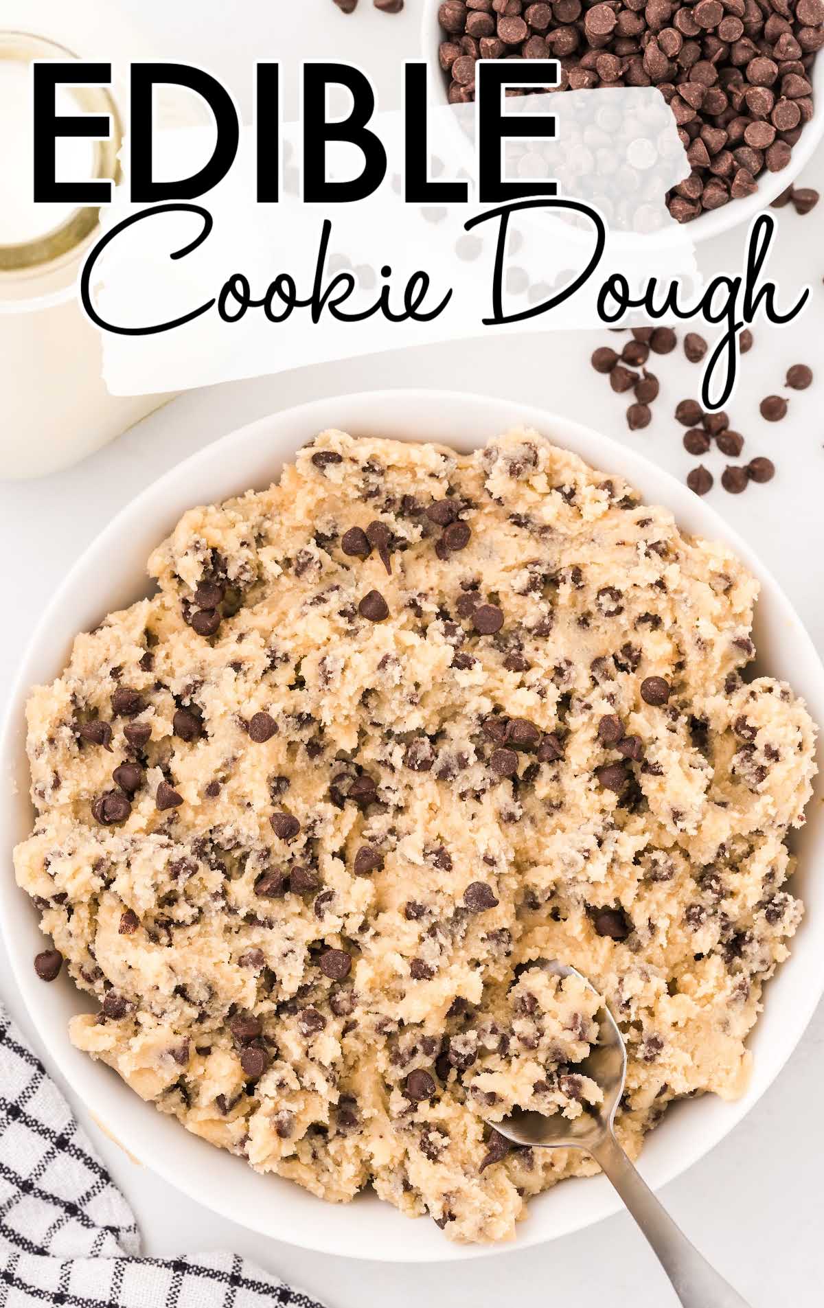 overhead shot of Edible Cookie Dough in a bowl