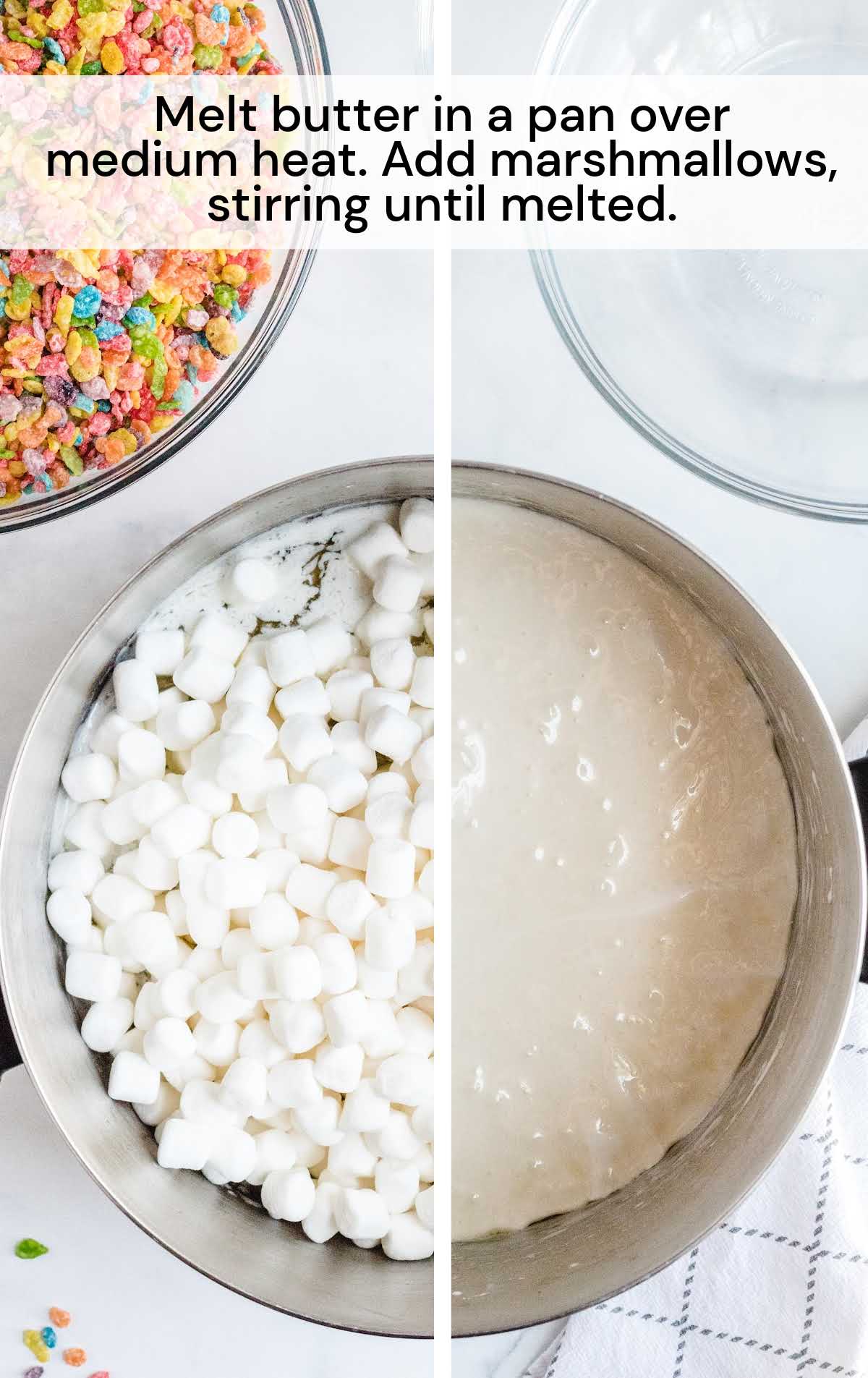 butter and marshmallows stir in a pan