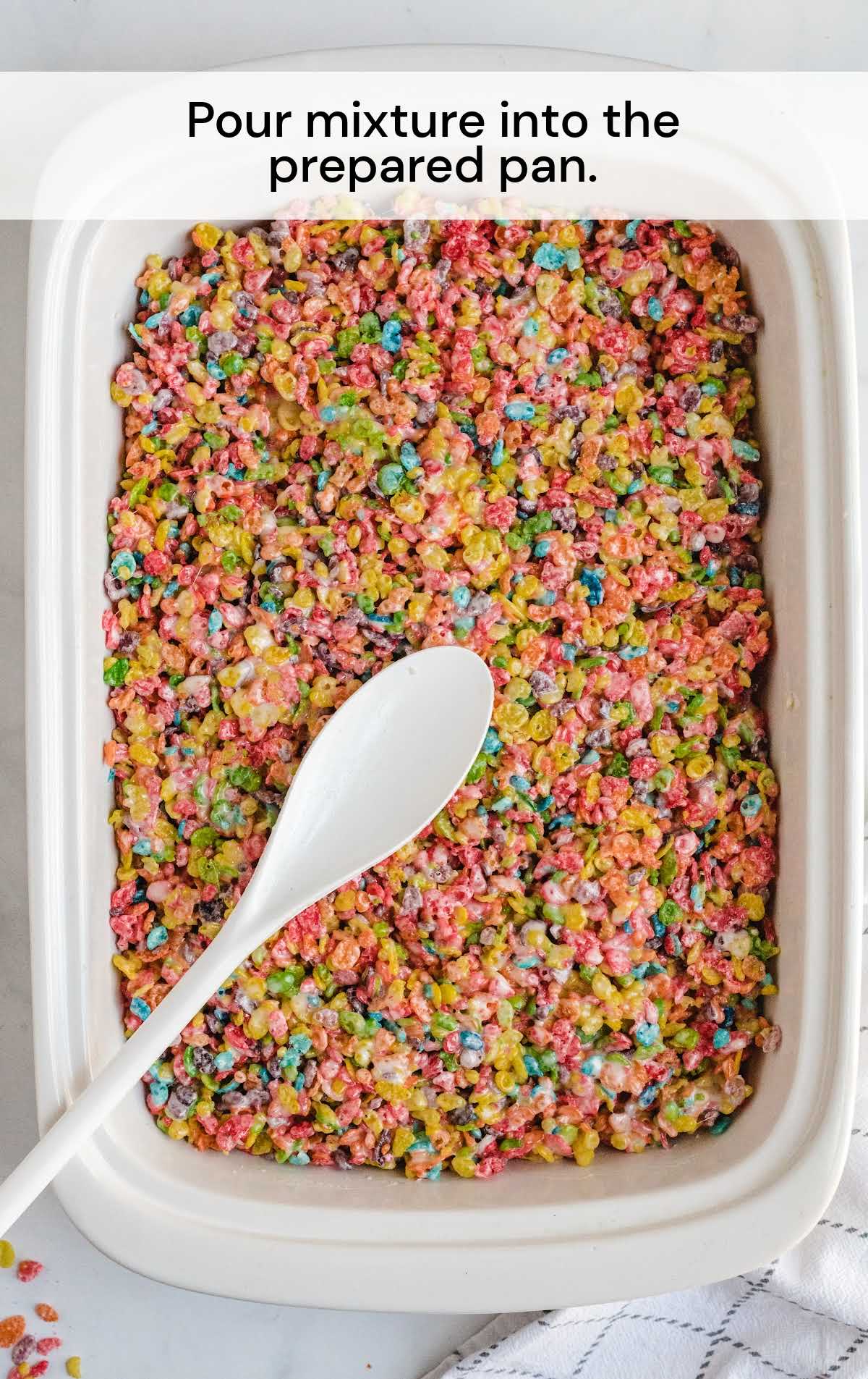 cereal mixture poured into a pan