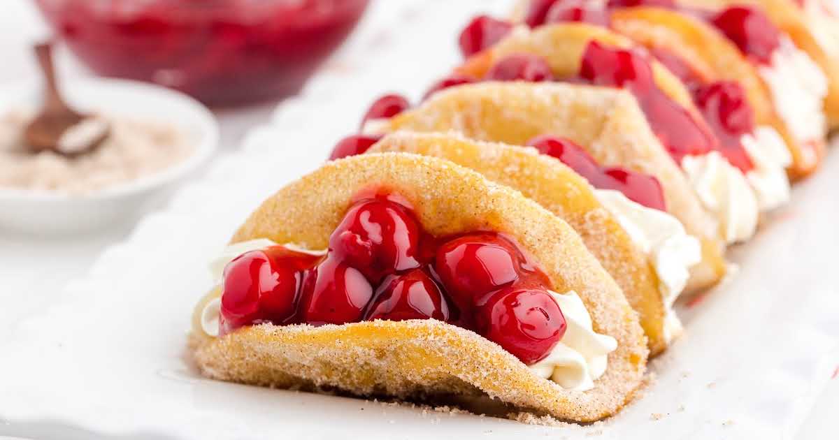 Cherry Cheesecake Tacos Pass the Dessert