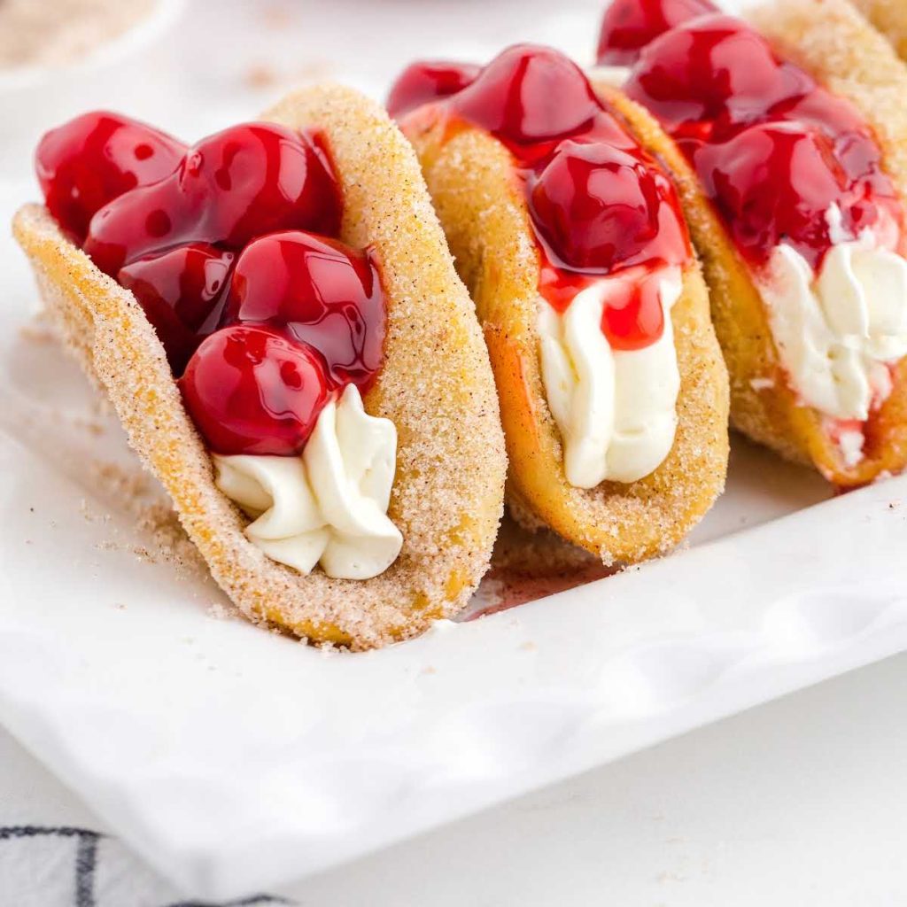 Cherry Cheesecake Tacos Pass the Dessert