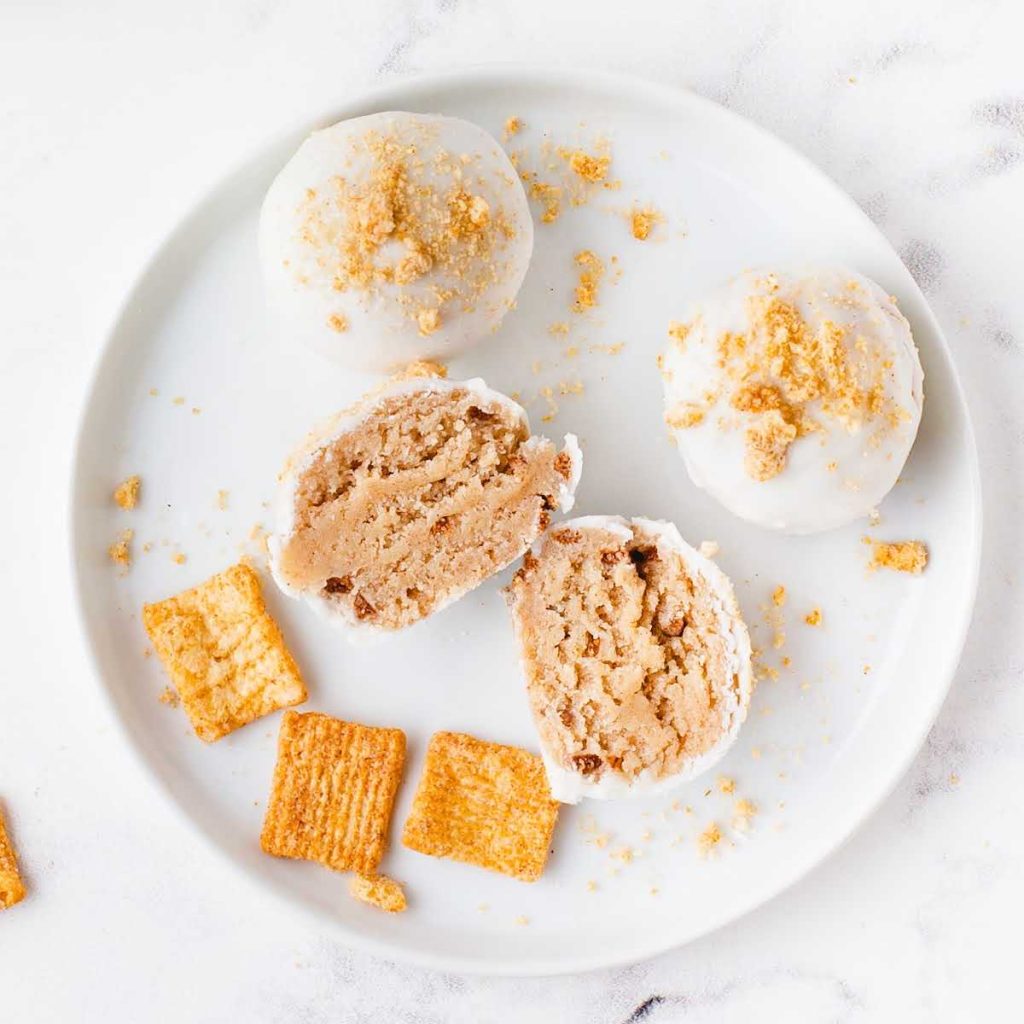 Cinnamon Toast Crunch Cheesecake Bites Pass the Dessert