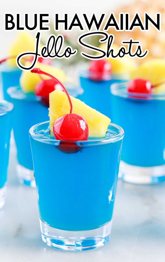 Blue Hawaiian Jello Shots Pass the Dessert