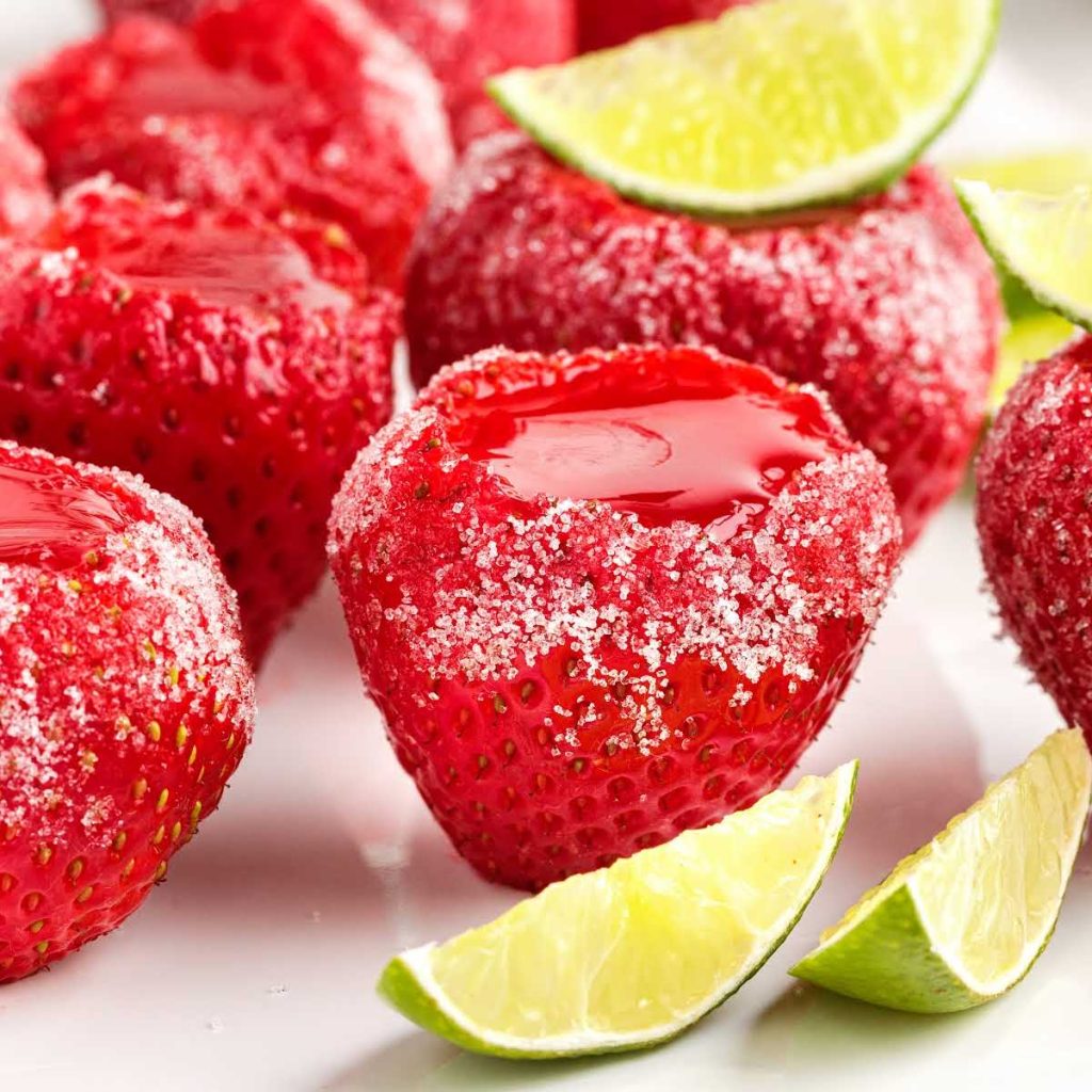 Strawberry Daiquiri Jello Shots Pass the Dessert