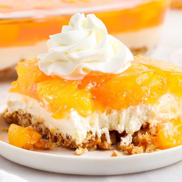 Mandarin Orange Pretzel Salad - Pass the Dessert