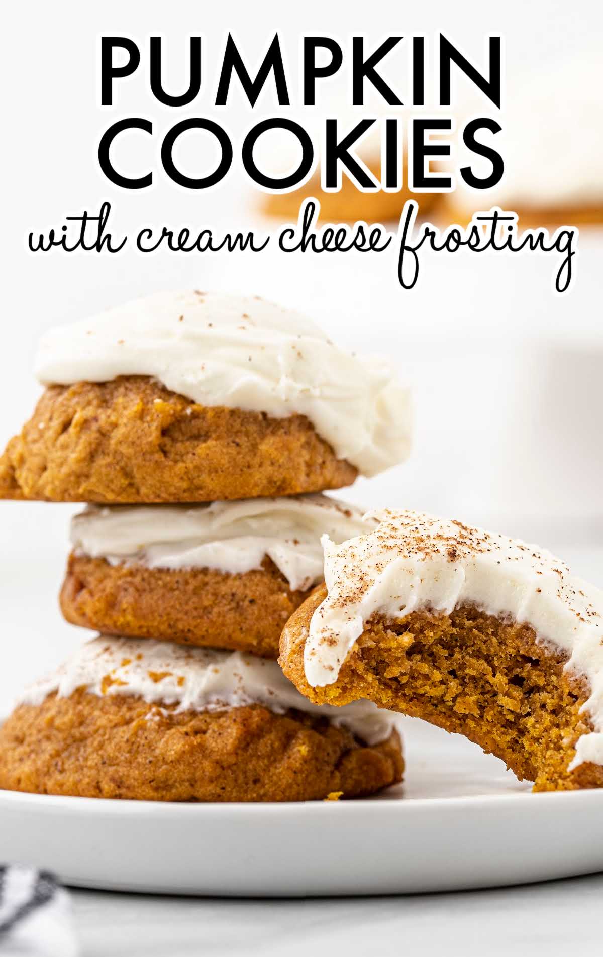 Pumpkin Cookies with Cream Cheese Frosting - Pass the Dessert