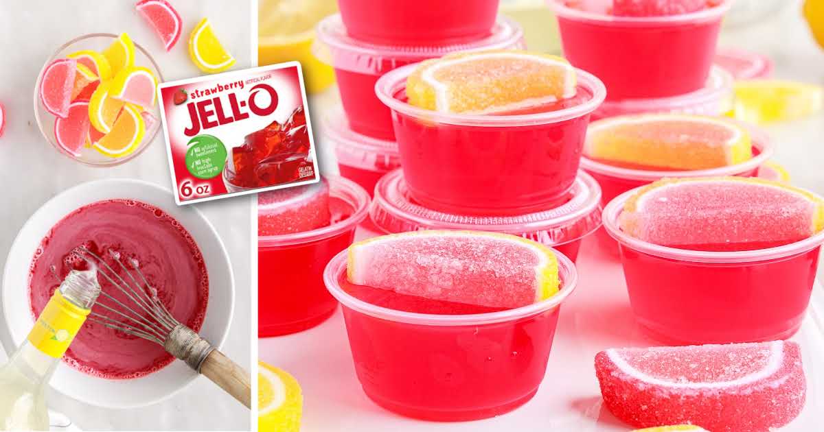 Strawberry Lemonade Jello Shots Pass the Dessert
