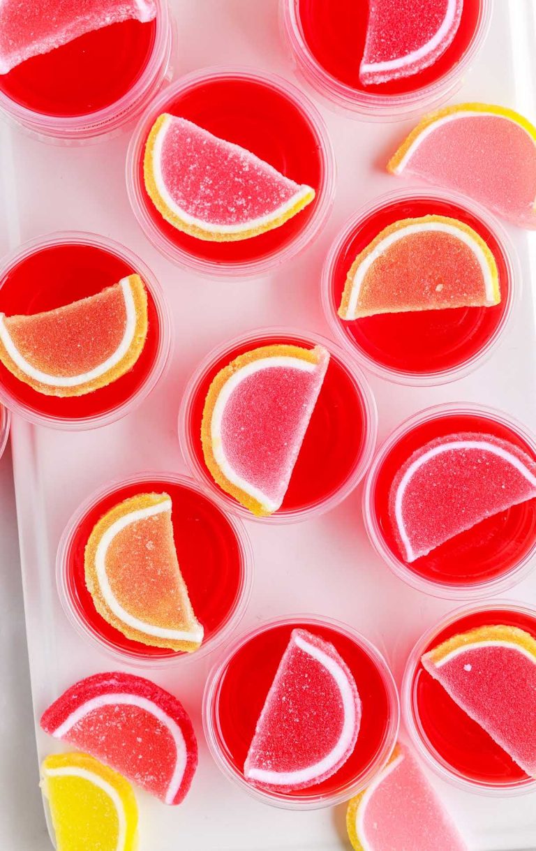 Strawberry Lemonade Jello Shots Pass the Dessert