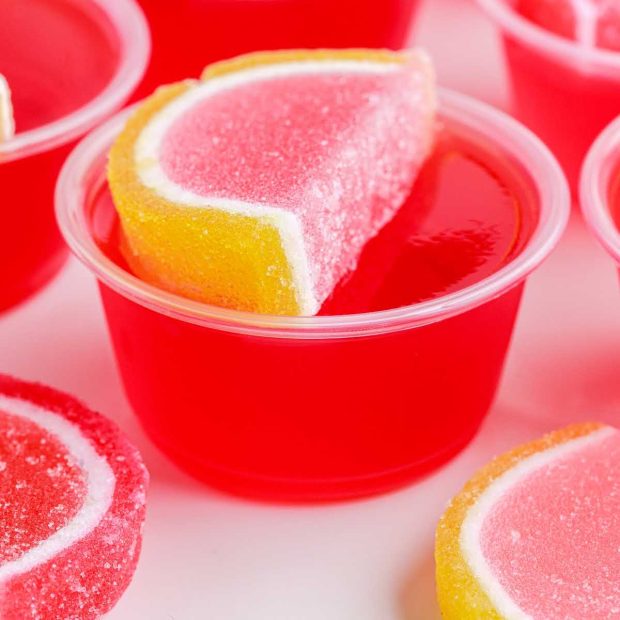 Strawberry Lemonade Jello Shots Pass the Dessert