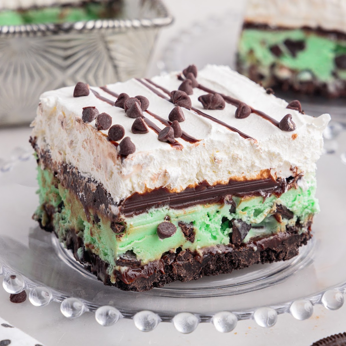 Mint Chocolate Chip Ice Cream Cake - Pass the Dessert